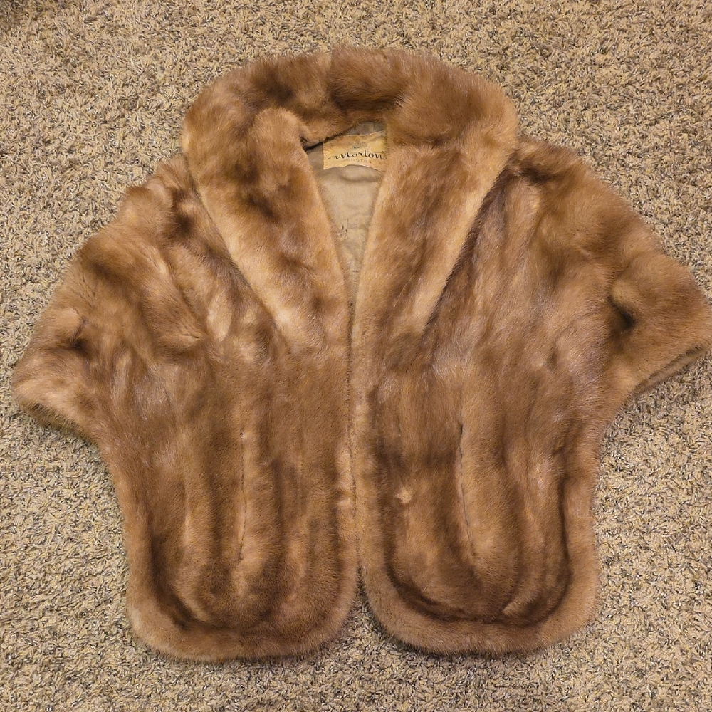 Vintage Brown Mink Fur Shawl Cape